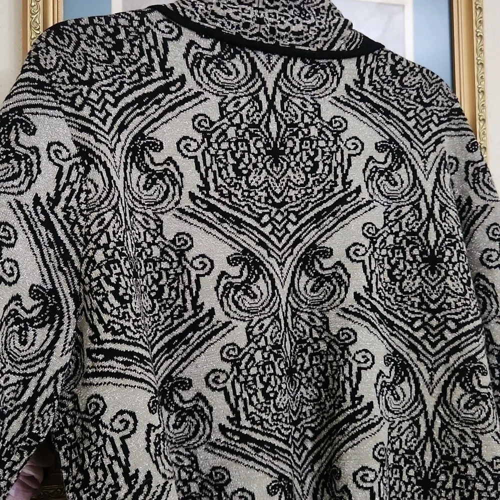 Wool Blend Elegant Black Gray Patterned Cardigan Classy Office Formal Wedding